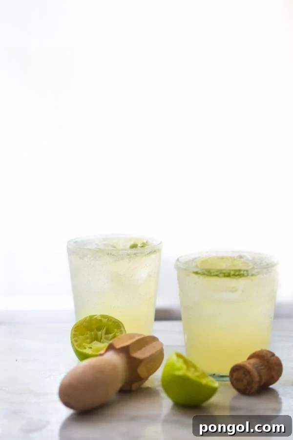 The finished Champagne Margarita, perfectly garnished and ready for a toast, glistening with bubbles.