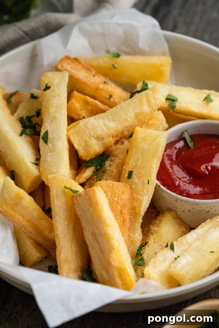 close-up image of yucca fries on a plate