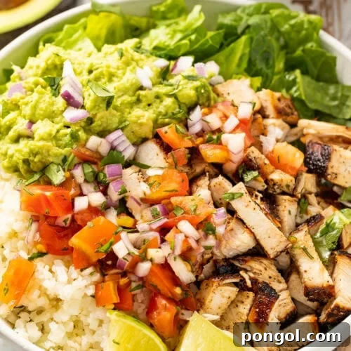 Whole30 chicken burrito bowl.