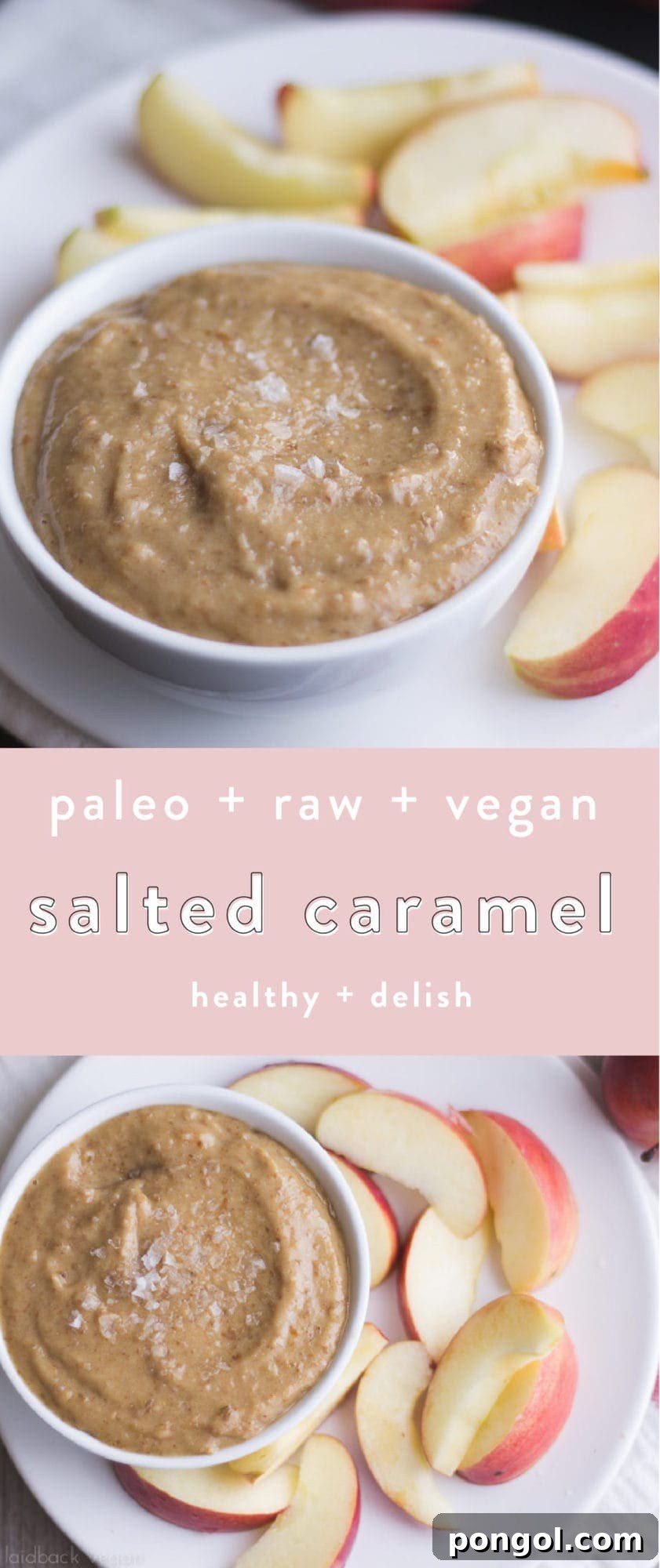 Irresistible Paleo Salted Caramel Dip (Vegan, Raw, Sugar-Free) 5 This paleo salted caramel is vegan, sugar free, and gluten free, but so delicious. It's quick and easy, and I promise you'll start putting it on everything. Made from only healthy ingredients, this vegan salted caramel is bound to become a staple in your home!