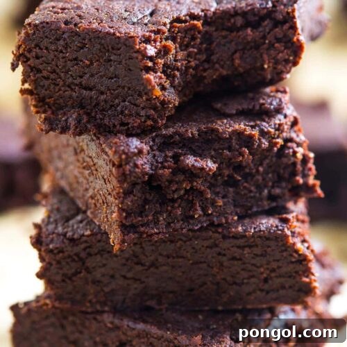 Healthy fudgy brownies - rich, fudgy, dense, and chewy, but with no refined sugar or flour! Everything is awesome! // 40 Aprons