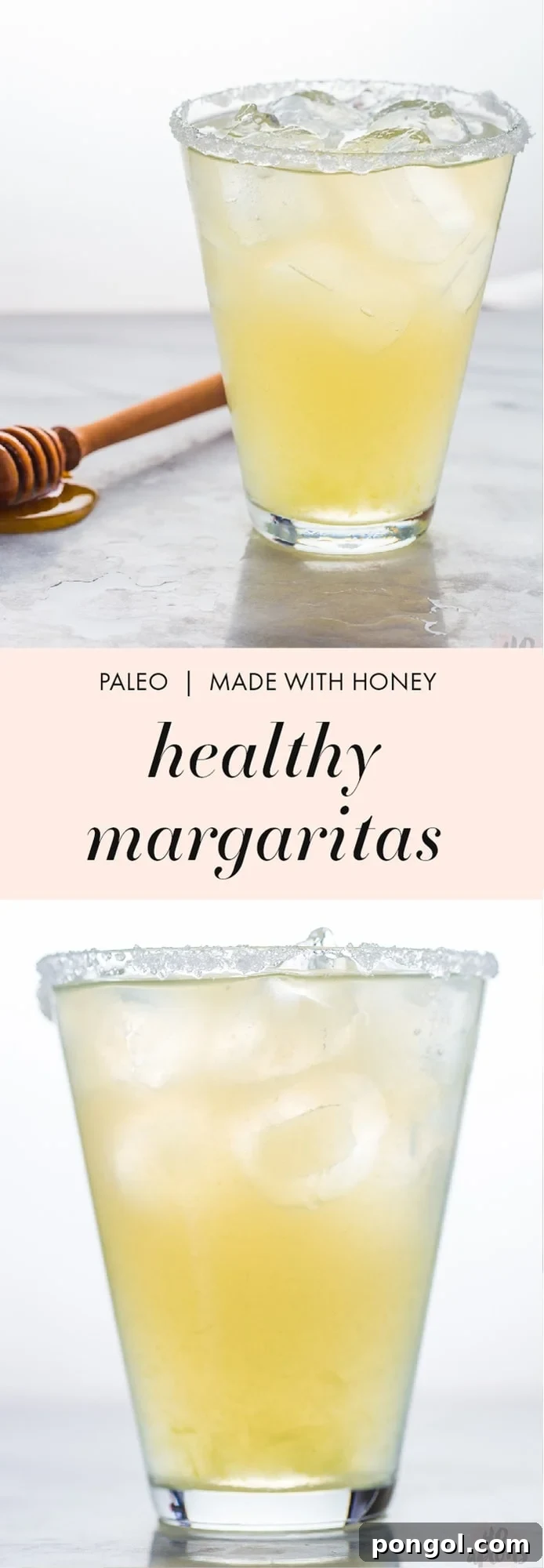 An overhead shot of several ingredients: honey, limes, tequila, and a cocktail shaker for margaritas.