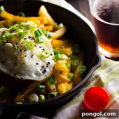 Golden Japanese Curry Fries 8 Japanese curry fries. Definition of epic. Rich, spiced Japanese curry sauce smothers crispy fries, topped with an egg over easy. Mama. // 40 Aprons