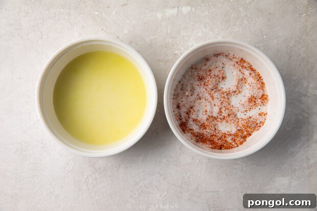Lime juice and Tajin in bowls ready for glass rimming