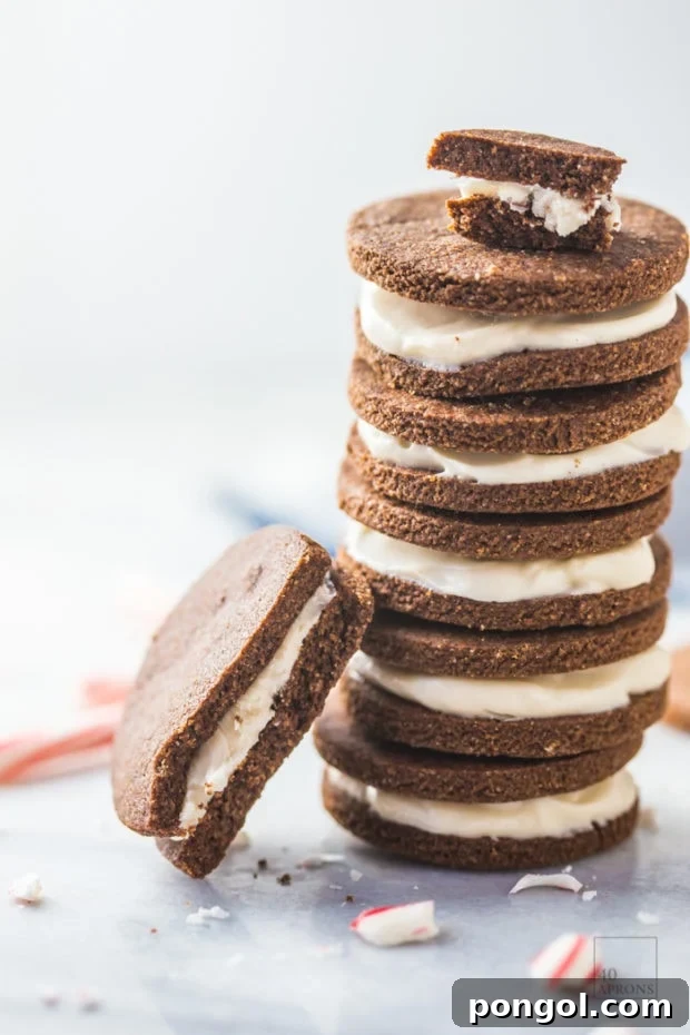 Paleo Peppermint Oreos. The perfect paleo Christmas cookies, these paleo Oreos are delicious. And who doesn't love peppermint Oreos?! Dairy-free, grain-free, and no processed sugar!