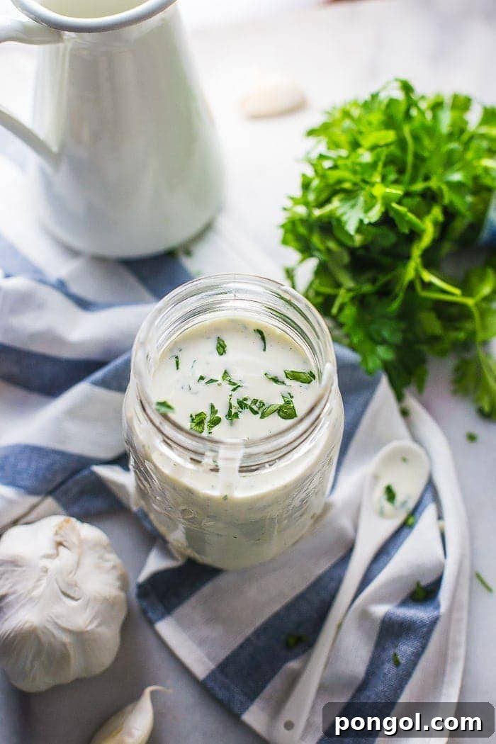The best Whole30 ranch dressing. Garlicky with fresh herbs, it's the best paleo ranch dressing out there!