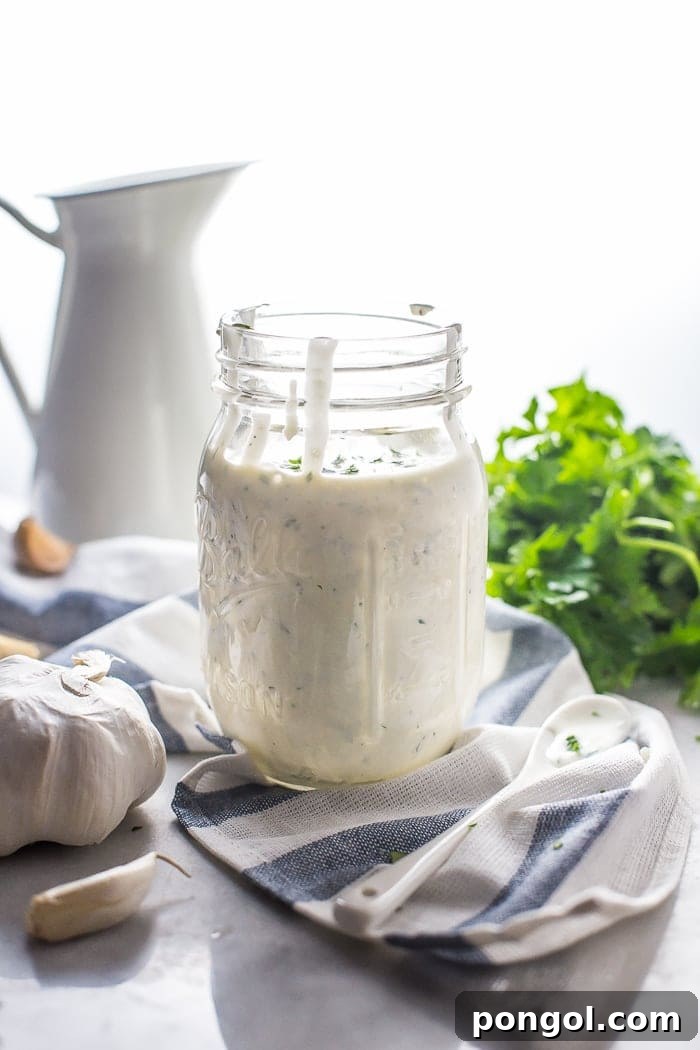 The best Whole30 ranch dressing. Garlicky with fresh herbs, it's the best paleo ranch dressing out there!