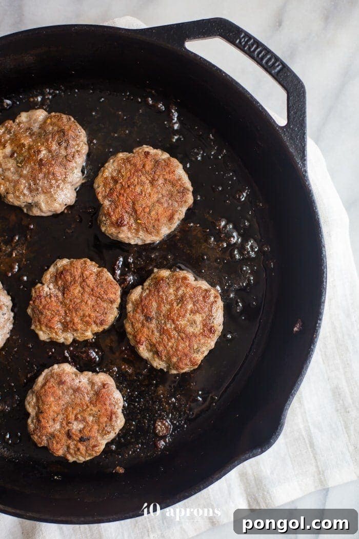 This easy whole30 breakfast sausage tastes surprisingly like the store bought stuff but with no added sugars or preservatives. It comes together with 6 ingredients in only 5 minutes, so this easy Whole30 breakfast sausage will become a new Whole30 breakfast favorite! Also a fantastic paleo breakfast sausage for your paleo breakfast bakes. Nom.