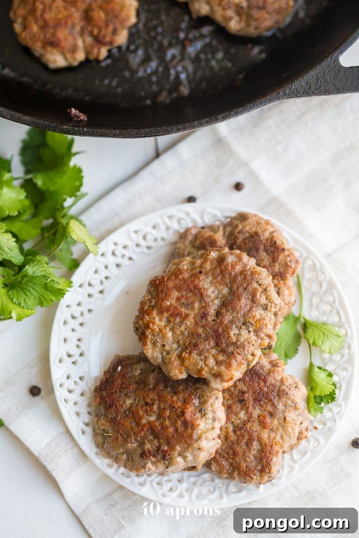 This easy whole30 breakfast sausage tastes surprisingly like the store bought stuff but with no added sugars or preservatives. It comes together with 6 ingredients in only 5 minutes, so this easy Whole30 breakfast sausage will become a new Whole30 breakfast favorite! Also a fantastic paleo breakfast sausage for your paleo breakfast bakes. Nom.