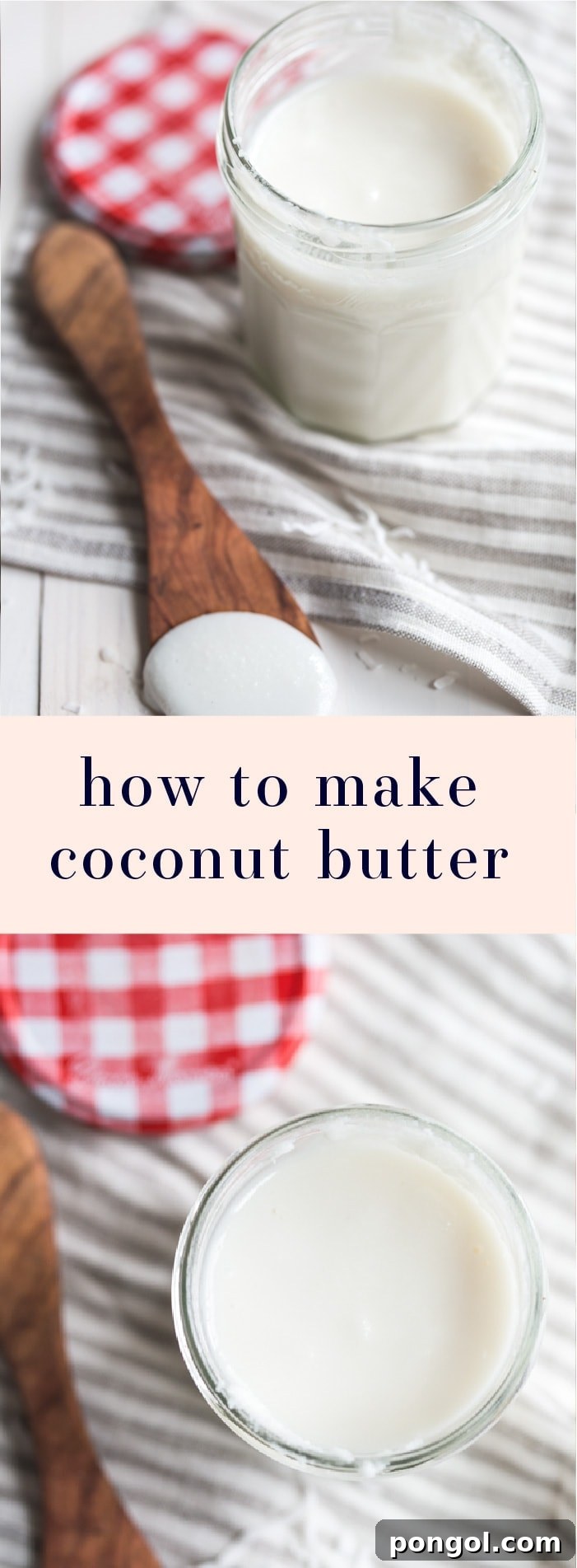 A top-down shot of a jar filled with creamy, white coconut butter, alongside scattered coconut flakes, emphasizing the transformation.